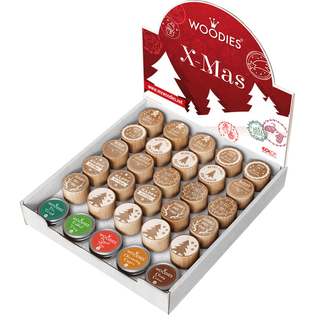 Stempels en stempelkussen Woodies Christmas