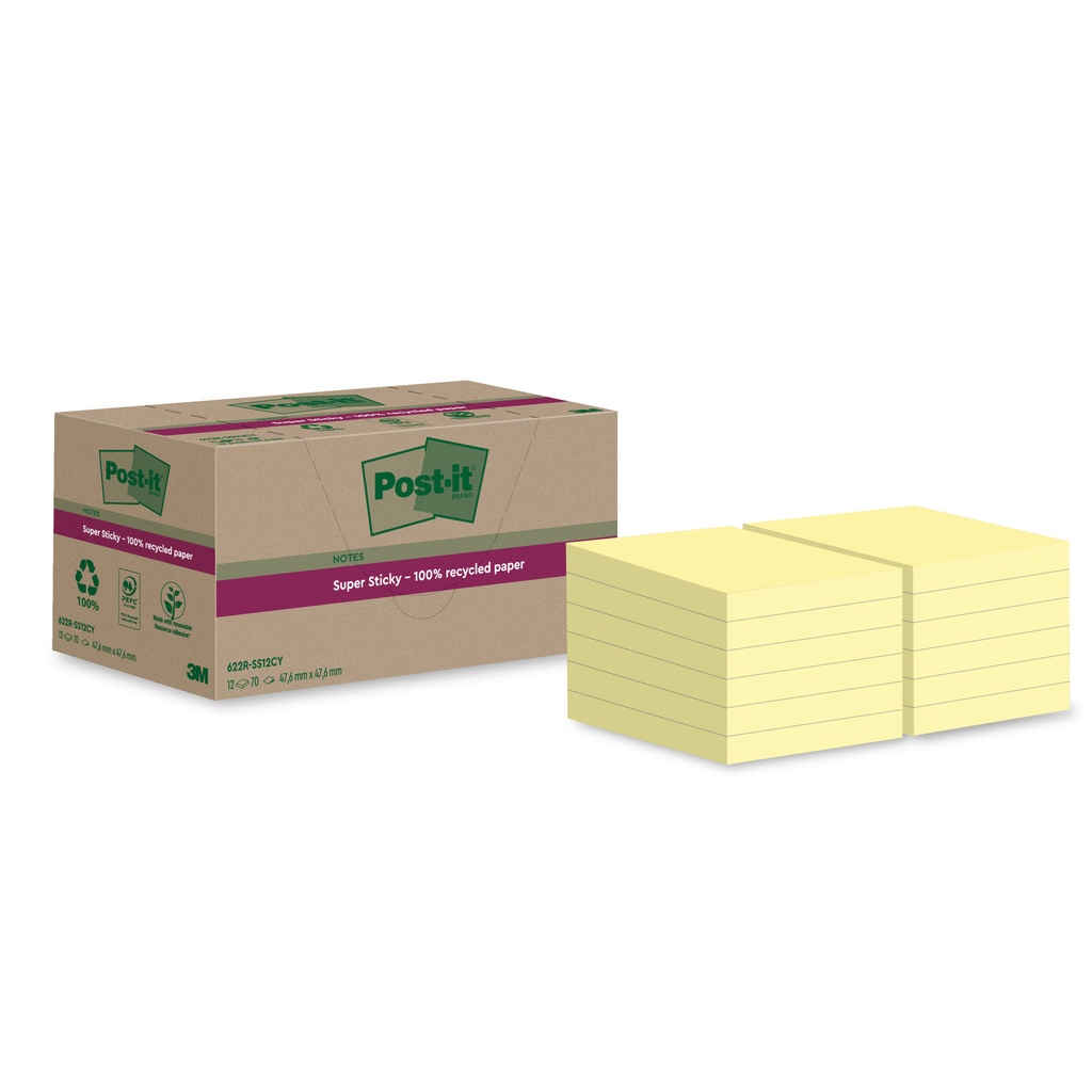 [7100284576] Memoblok Post-it 622 RSS12CY 47.6x47.6mm geel
