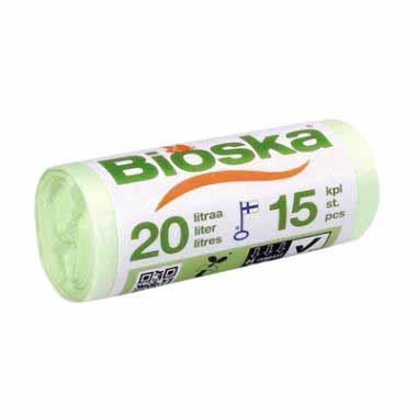 Afvalzak Bioska zetmeel 42x50cm 20l groen