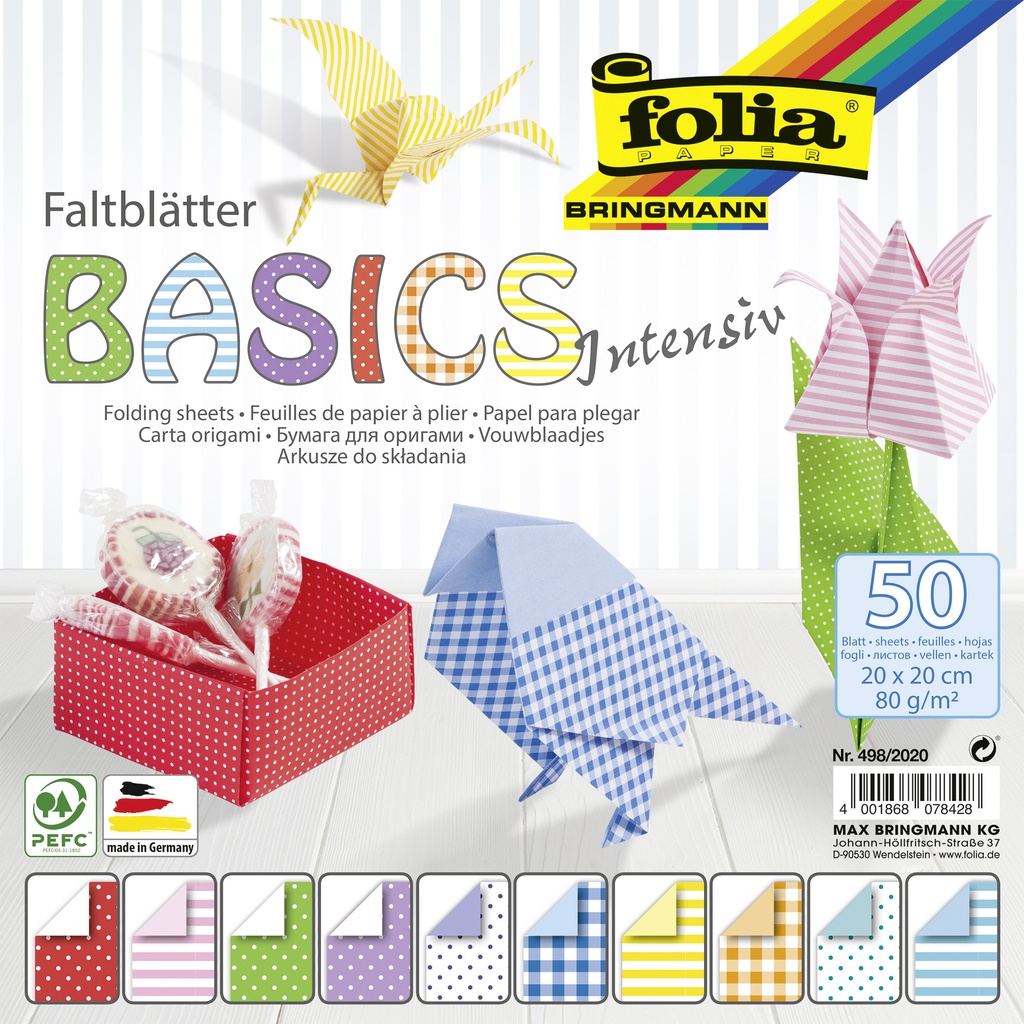 [498/2020] Vouwblaadjes Folia 80gr 20x20cm 50v 2z basics