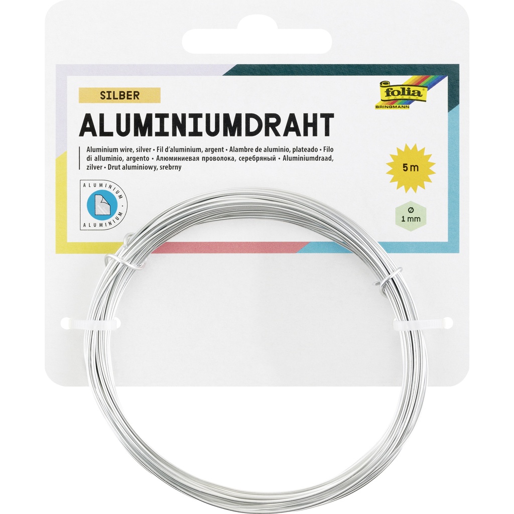 Aluminiumdraad Folia 1mmx5m zilver