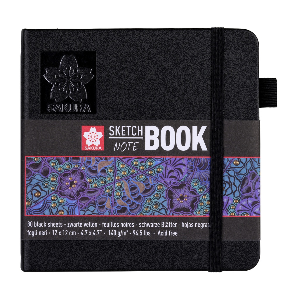 [94141002] Schetsboek Sakura 80 zwarte vellen 120x120mm zwart