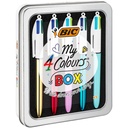 Balpen Bic 4kleuren My Bic in blik M assorti