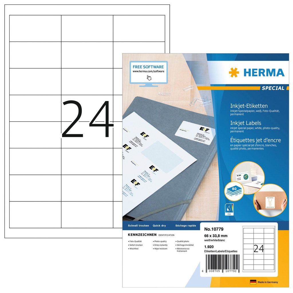 [10779] Etiket HERMA 10779 66x33.8mm wit 1920st