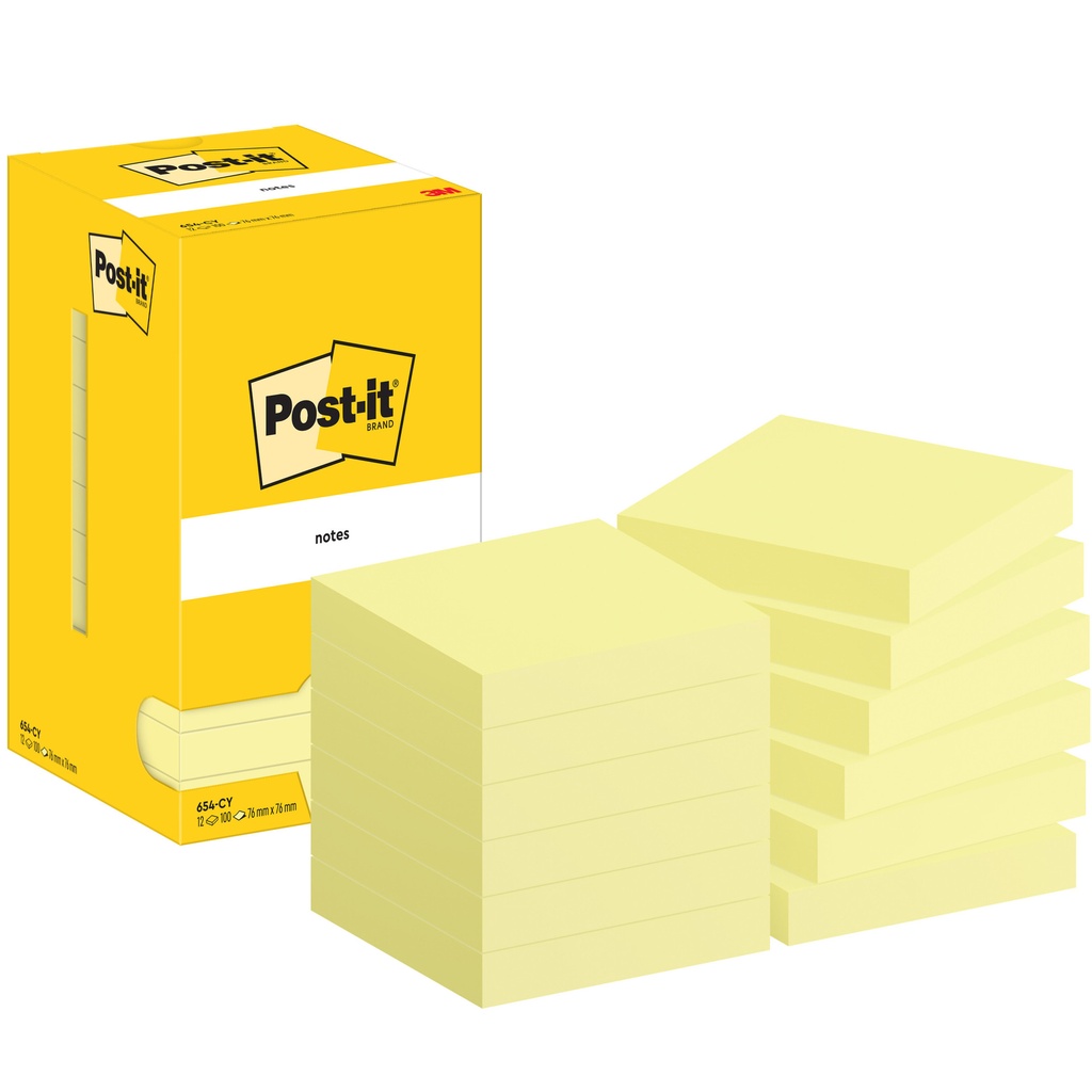[7100290160] Memoblok Post-it 654 76x76mm geel
