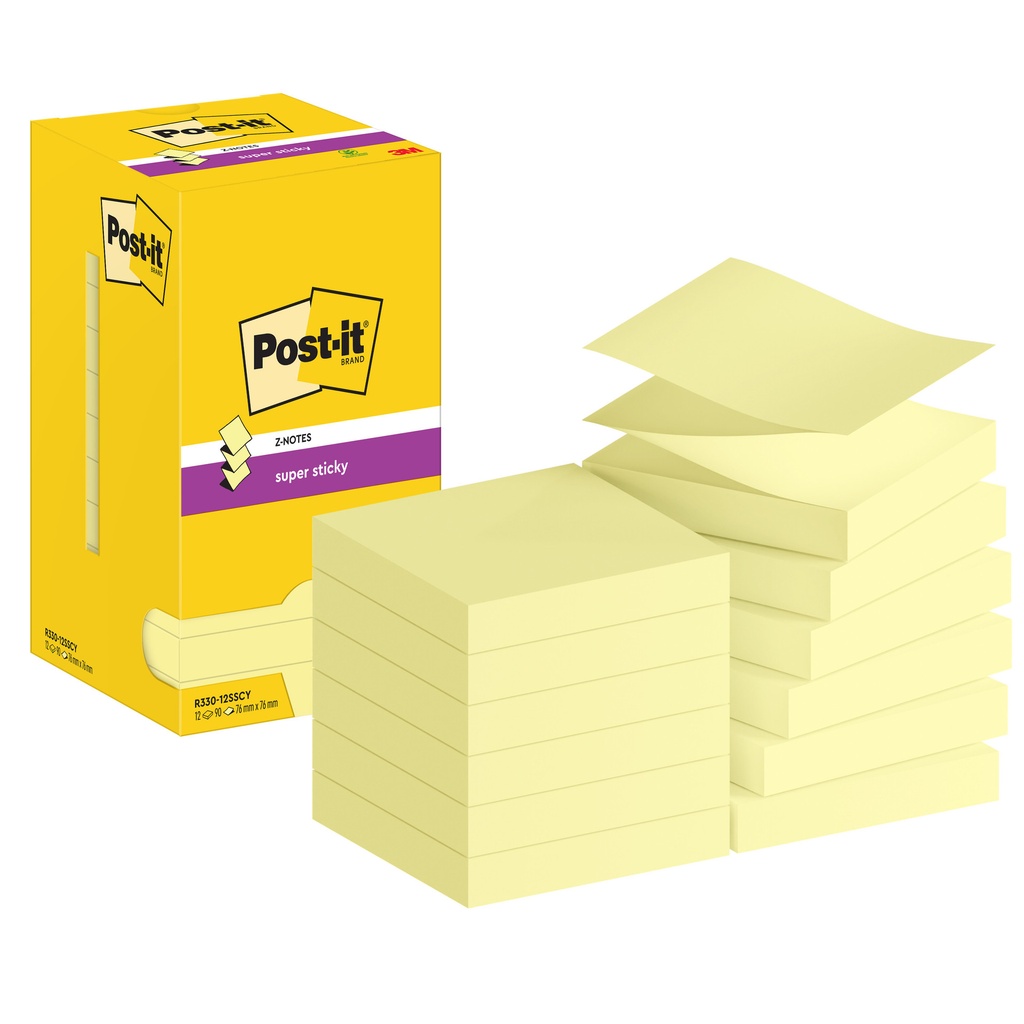 [7100290161] Memoblok Post-it Z-Note S330 Super Sticky geel