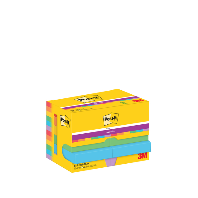 [7100290166] Memoblok Post-it 622 Super Sticky 47.6x47.6mm Play
