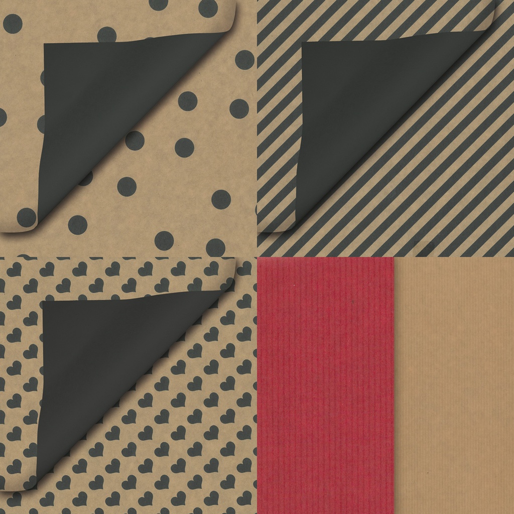 [KL.7736.ZK.BK.ASSOR2] Cadeauzak Special Wrap 12x19cm kraft zw en wt ass