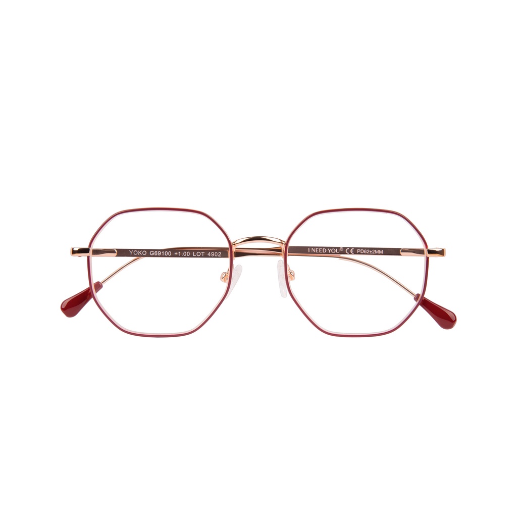Leesbril I Need You +1.00dpt Yoko rood-koper
