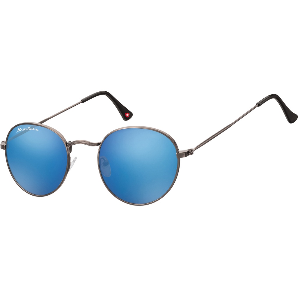 [MS92B-XL] Zonnebril Montana Revo blauw rond glas met staalk
