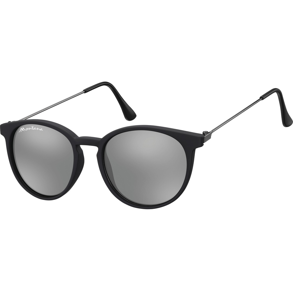 [MS33] Zonnebril Montana Revo rond spiegelglas mat zwart