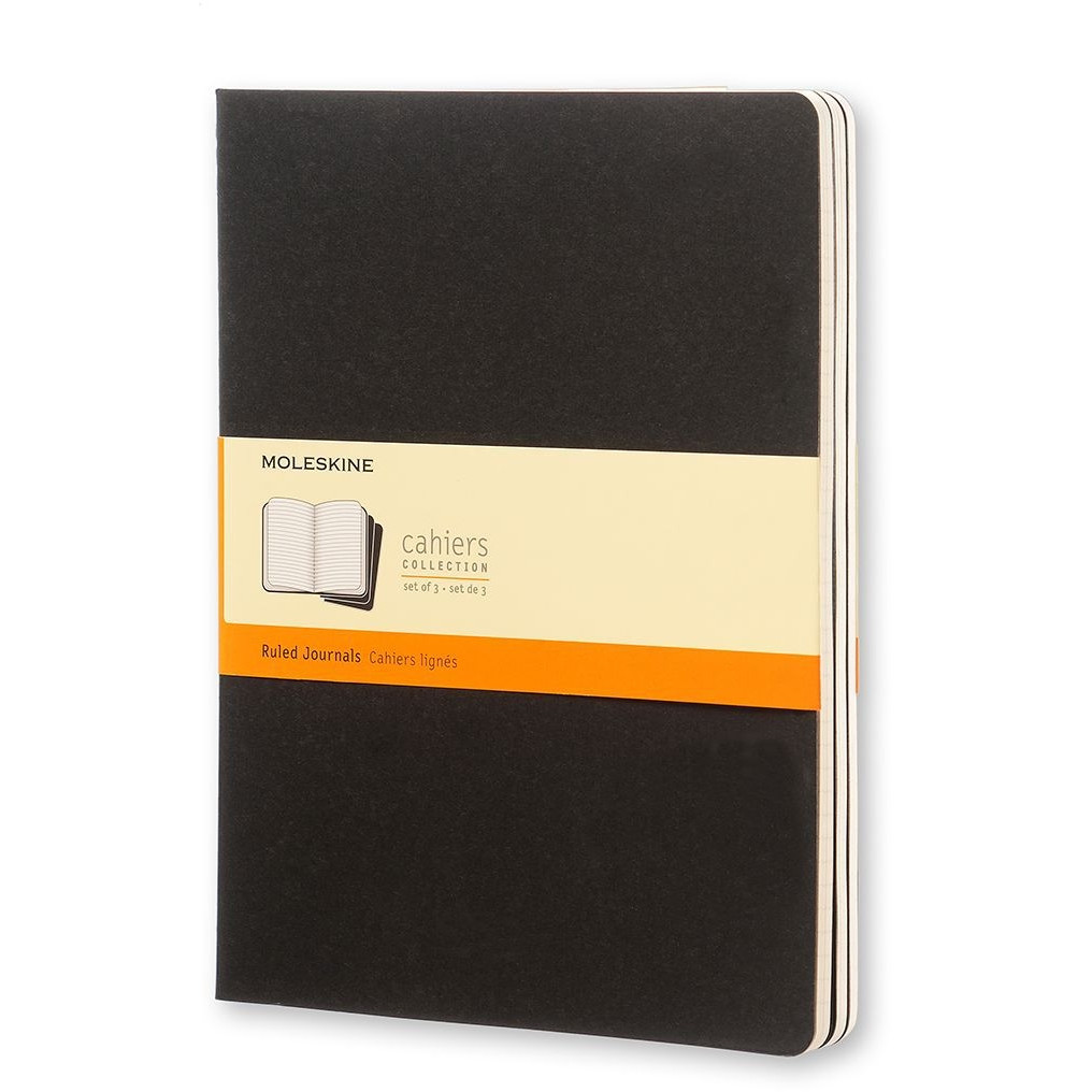 [QP321] Schrift Moleskine 190x250mm lijn 240pag zwart 3st