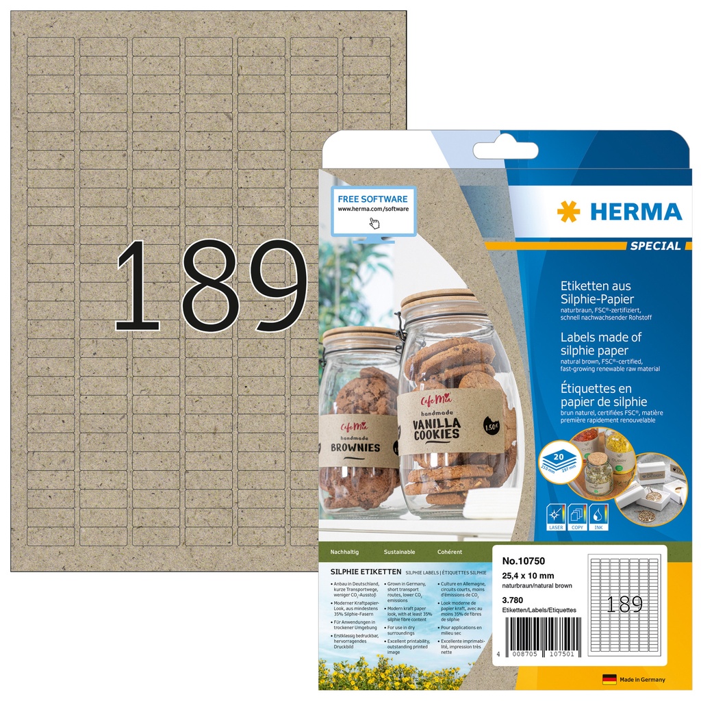 Etiket HERMA 10750 25.4x10mm silphie br 3780st