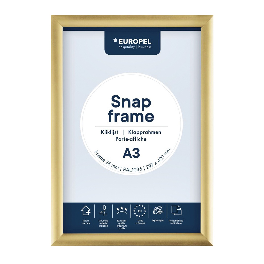 Kliklijst Europel A3 25mm goud