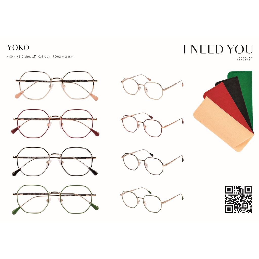Leesbril I Need You Yoko en hoezen assorti