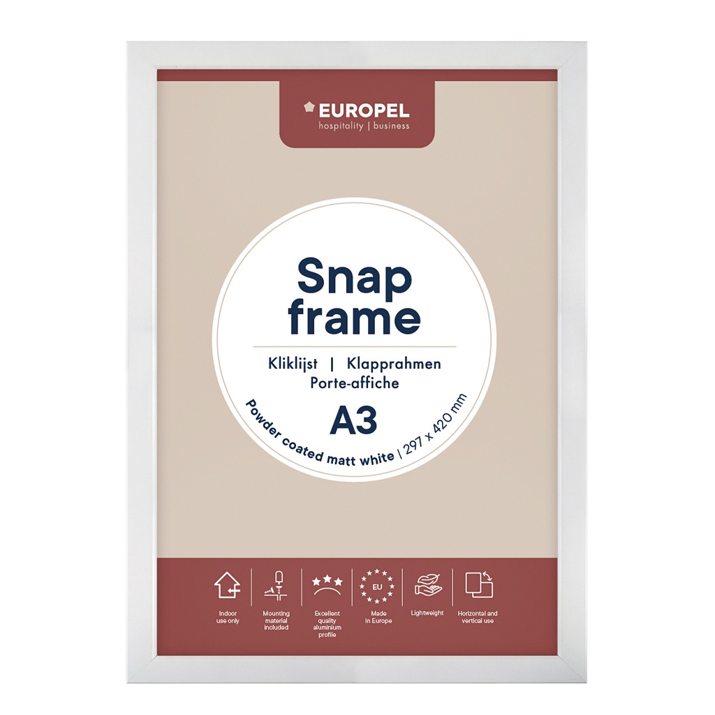 [355076] Kliklijst Europel A3 25mm mat wit
