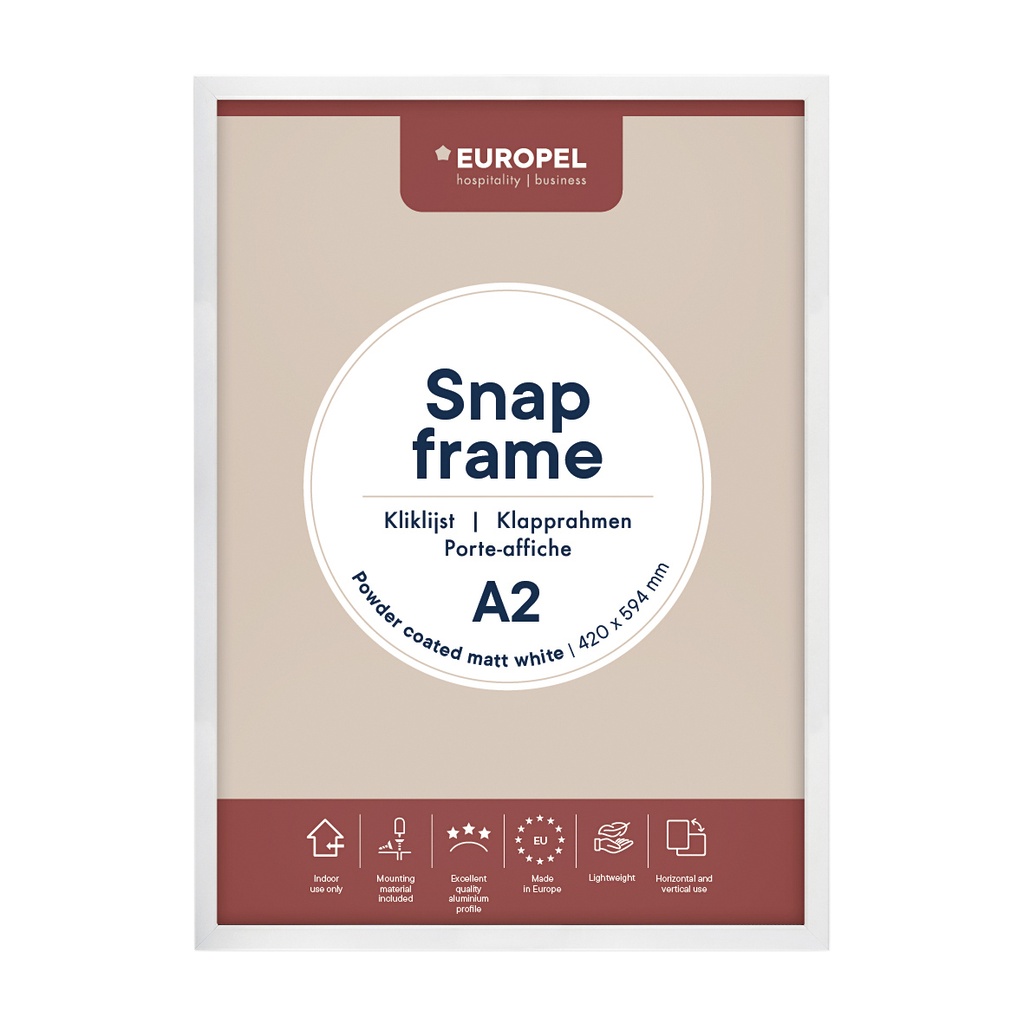 [355075] Kliklijst Europel A2 25mm mat wit