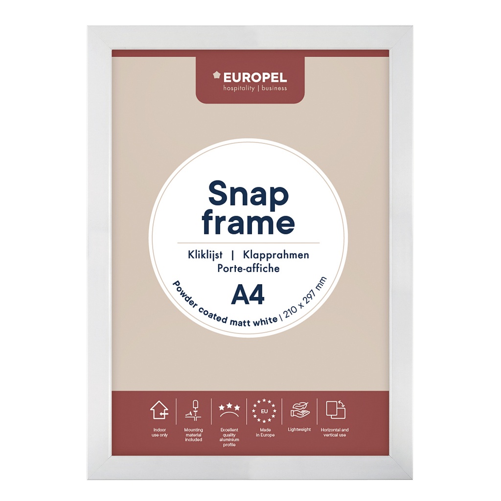 [355077] Kliklijst Europel A4 25mm mat wit