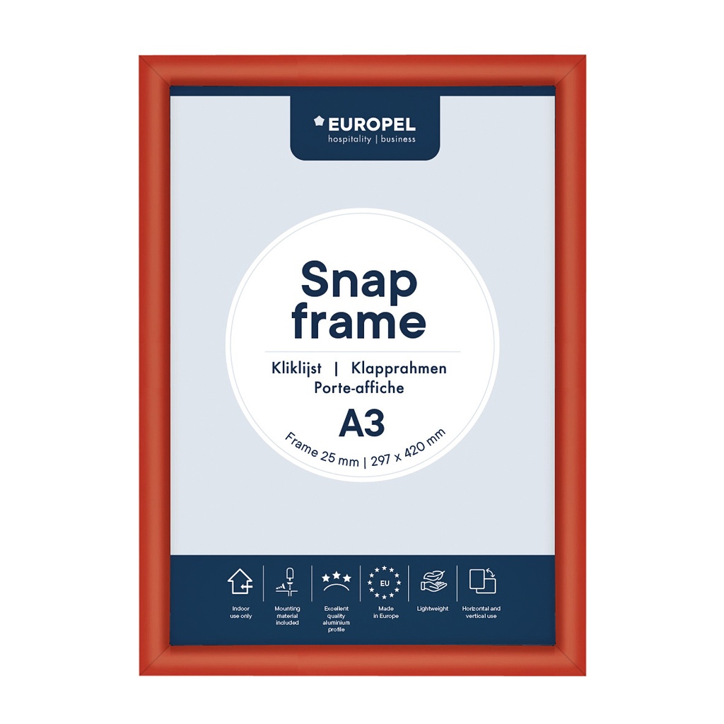 [355027] Kliklijst Europel A3 25mm rood