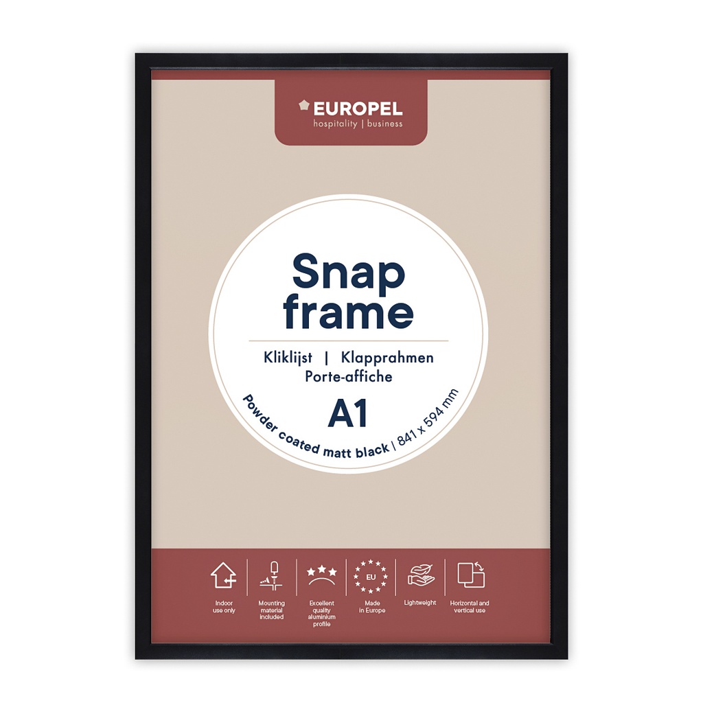[355070] Kliklijst Europel A1 25mm mat zwart
