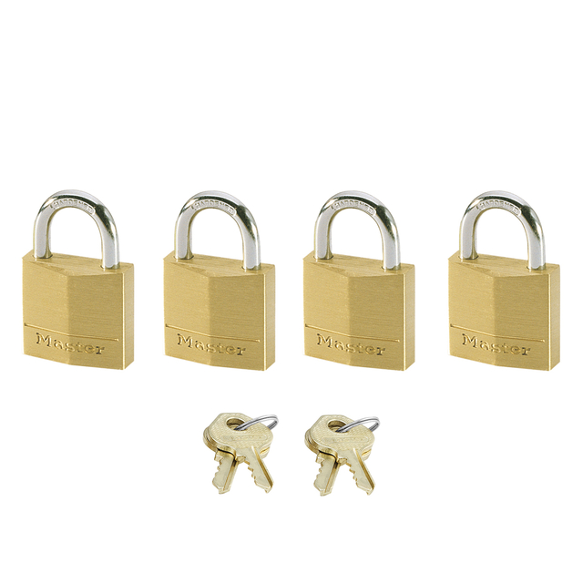 [120EURQNOP] Hangslot MasterLock 4 gelijksluitend messing 20mm