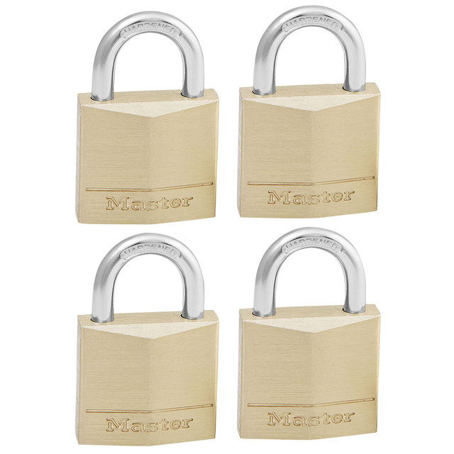 [130EURQNOP] Hangslot MasterLock 4 gelijksluitend messing 30mm