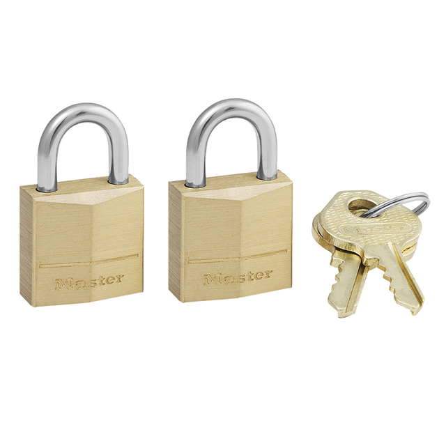 [120EURT] Hangslot MasterLock 2 gelijksluitend messing 20mm