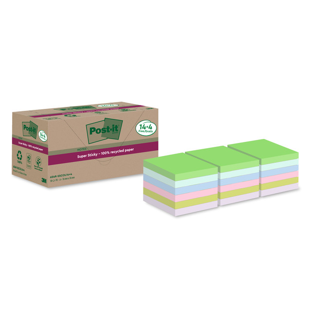 [654 RSSCOL 14+4F] Memoblok Post-it 654 RSS12COL 76x76mm colour 14+4