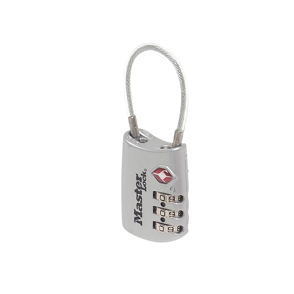 [4688EURD] Hangslot Masterlock 3-cijfer TSA kabel ass 30mm