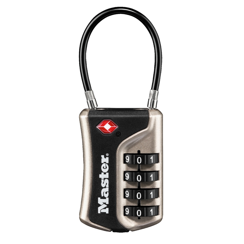 [4697EURDNKL] Hangslot Masterlock 4-cijfer TSA flex zwart 35mm