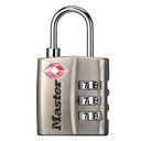 Hangslot Masterlock 3-cijfer TSA nikkel 30mm