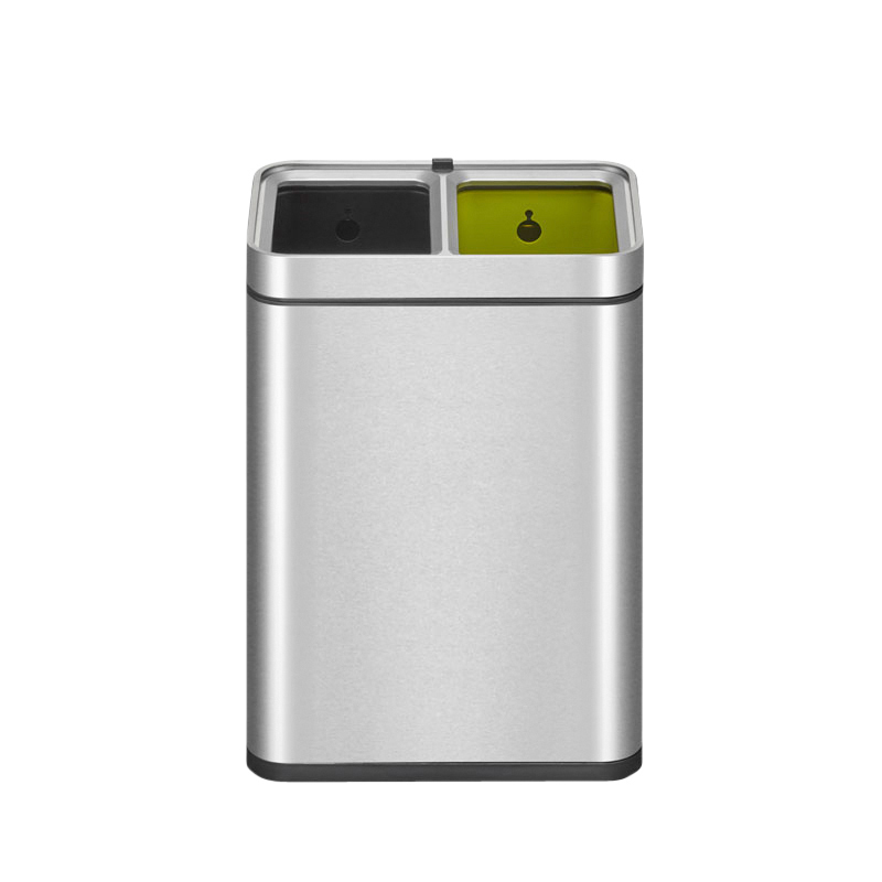 Afvalbak EKO Laguna Slim inwerpopening 2x10L RVS
