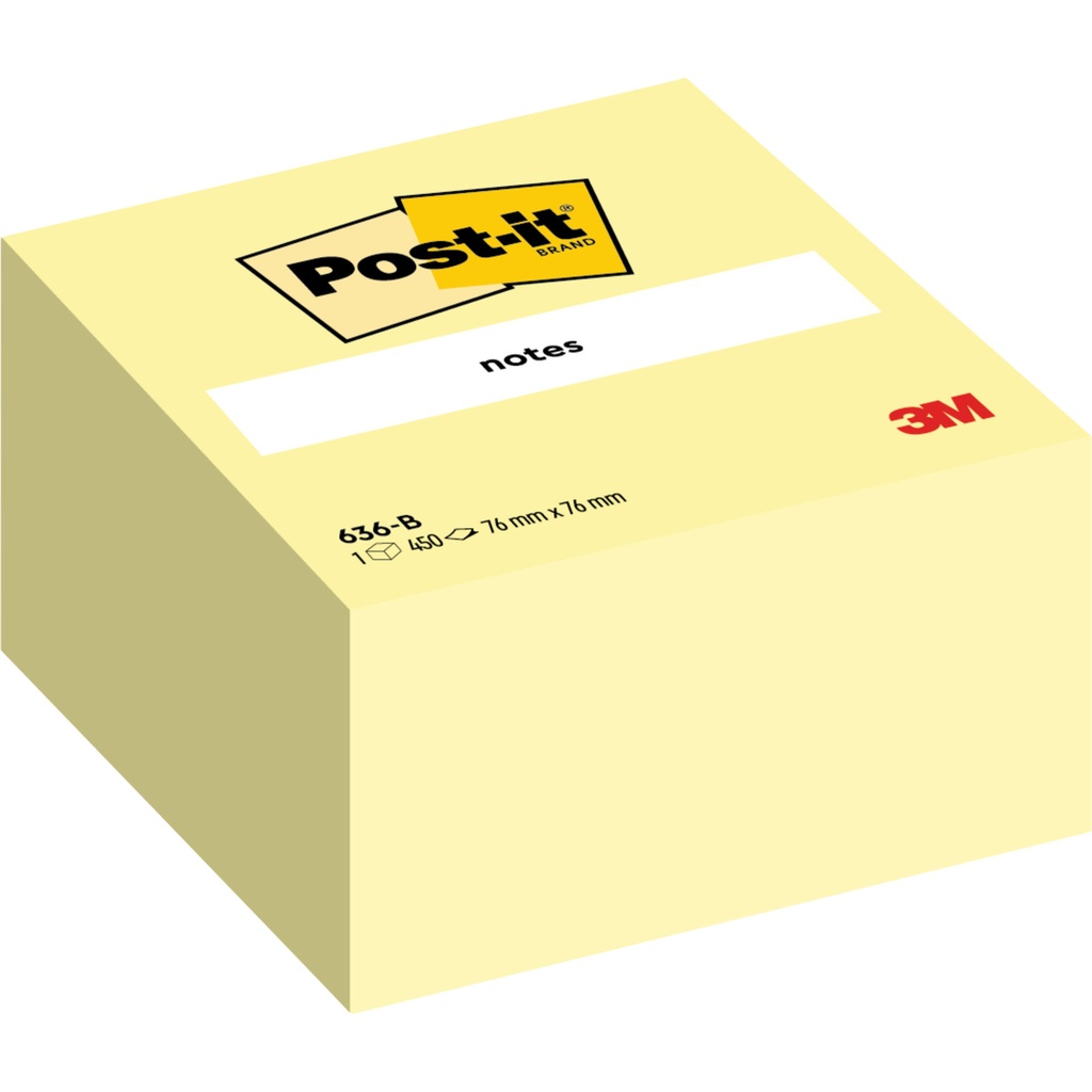 [636B] Memoblok 3M Post-it 636 76x76mm kubus geel