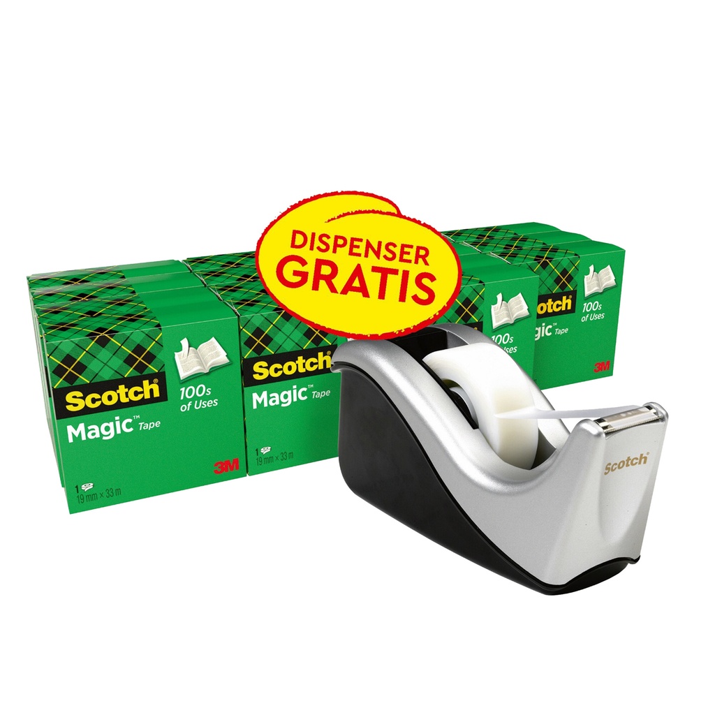 [81933R16] Plakband Scotch Magic 19mmx33m + houder zi 16rol