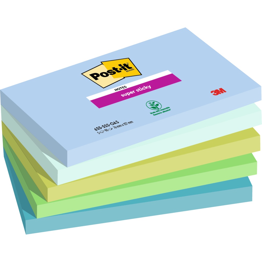 [655-5SS-OAS] Memoblok 3M Post-it 655 76mmx127mm SS Oasis