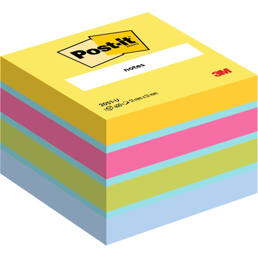 [2051U] Memoblok 3M Post-it 2051 51x51mm assorti kleur