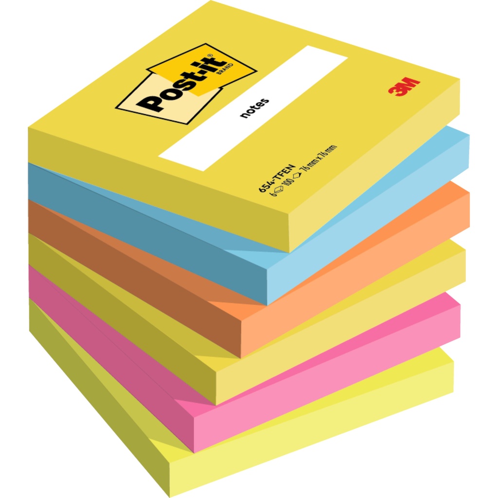 [654-TFEN] Memoblok 3M Post-it 654 76x76mm Energetic Colours