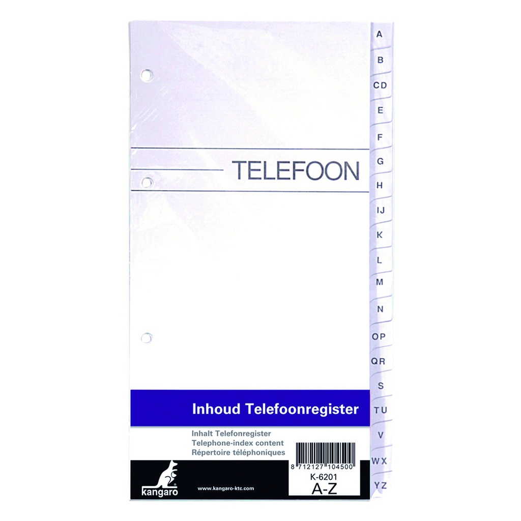 [K-6201] Telefoonregister navulling Kan A-Z 200x100mm 4r