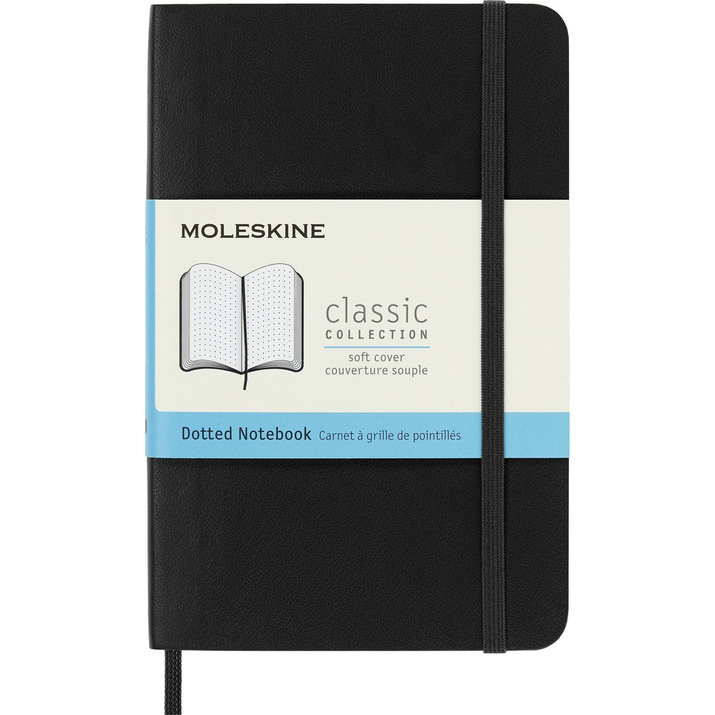[QP614] Notitieboek Moleskine pocket 90x140 dots sc zw