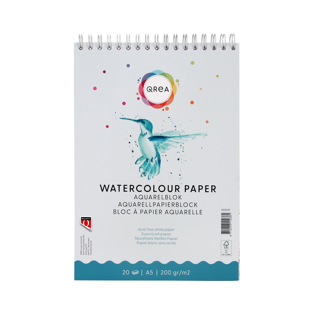 Aquarelblok Qrea A5 20vel 200gr spiraal