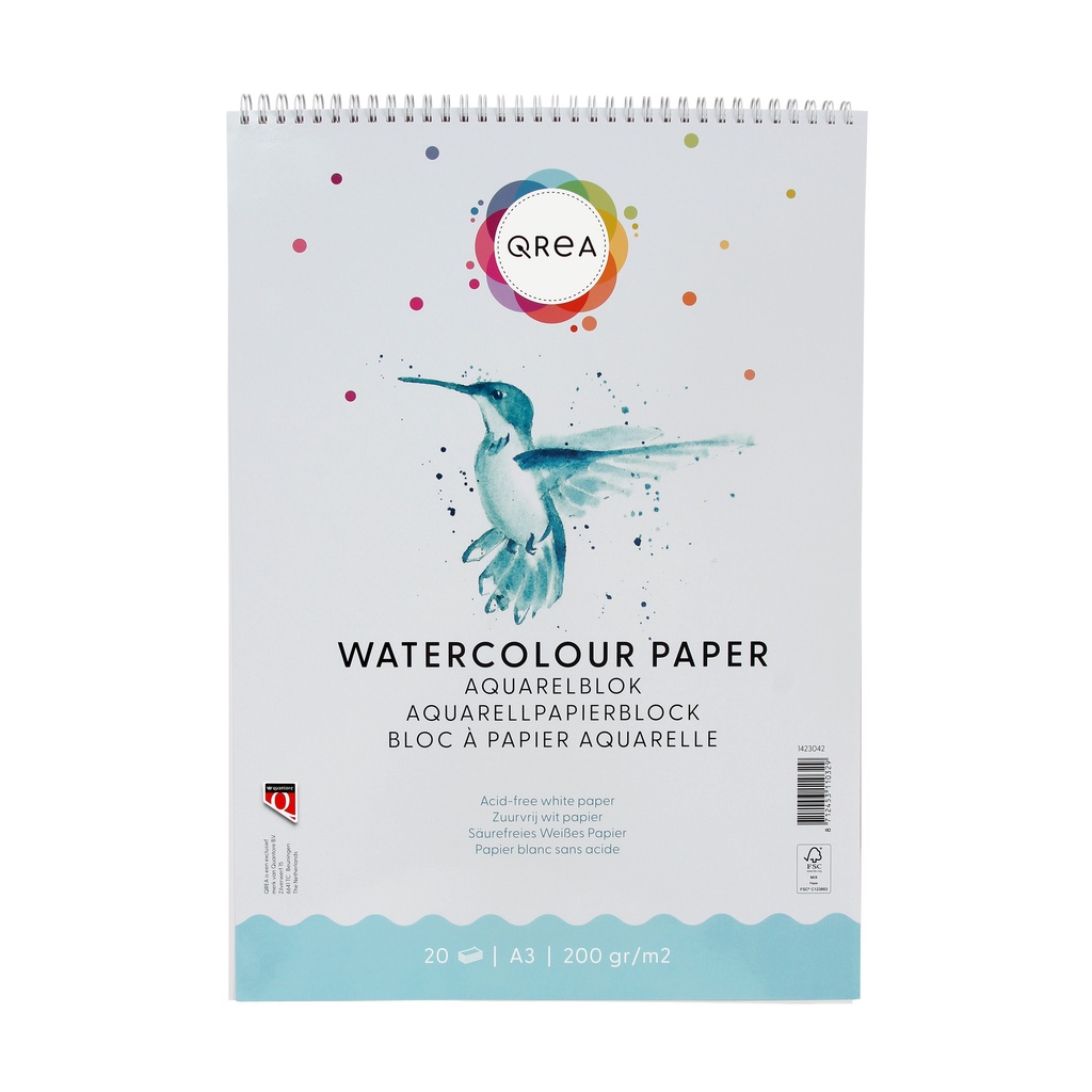 Aquarelblok Qrea A3 20vel 200gr spiraal