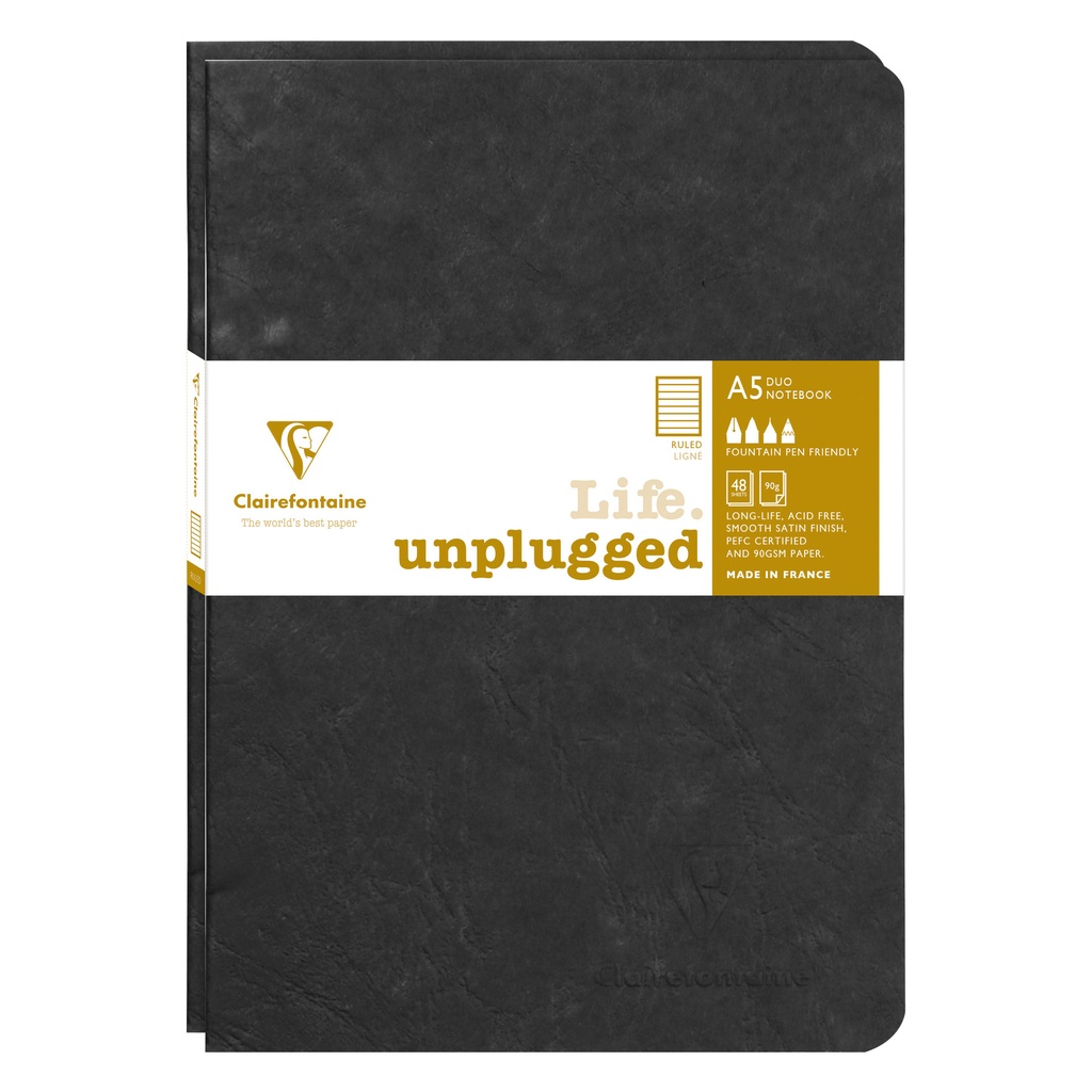 [733171C] Schrift Clairefontaine A5 lijn 96pag 90gr zw 2st