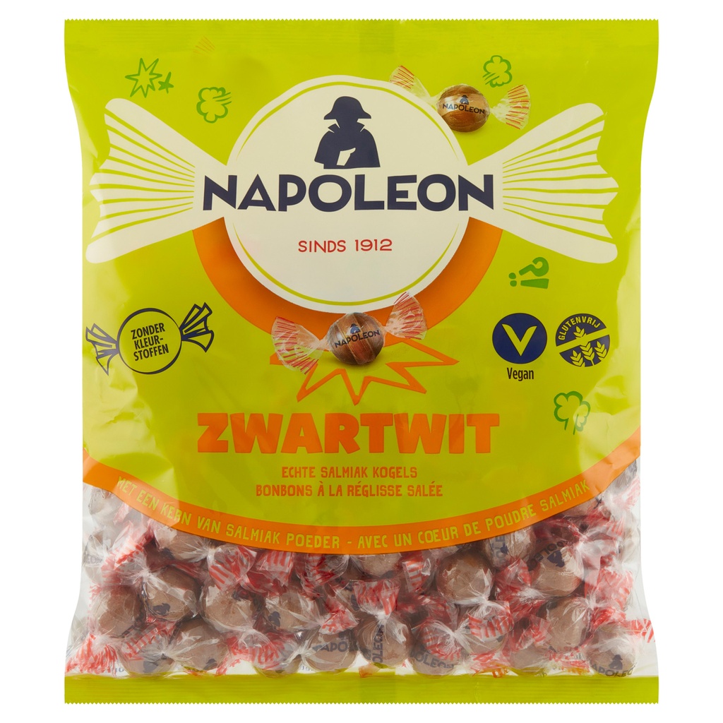 [32553] Snoep Napoleon zwart wit zak 1kg