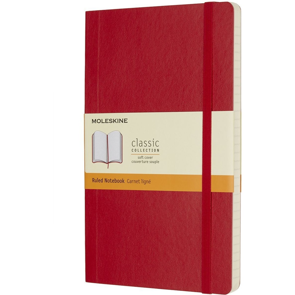 [QP616F2] Notitieboek Moleskine L 130x210mm lijn sc scarl rd
