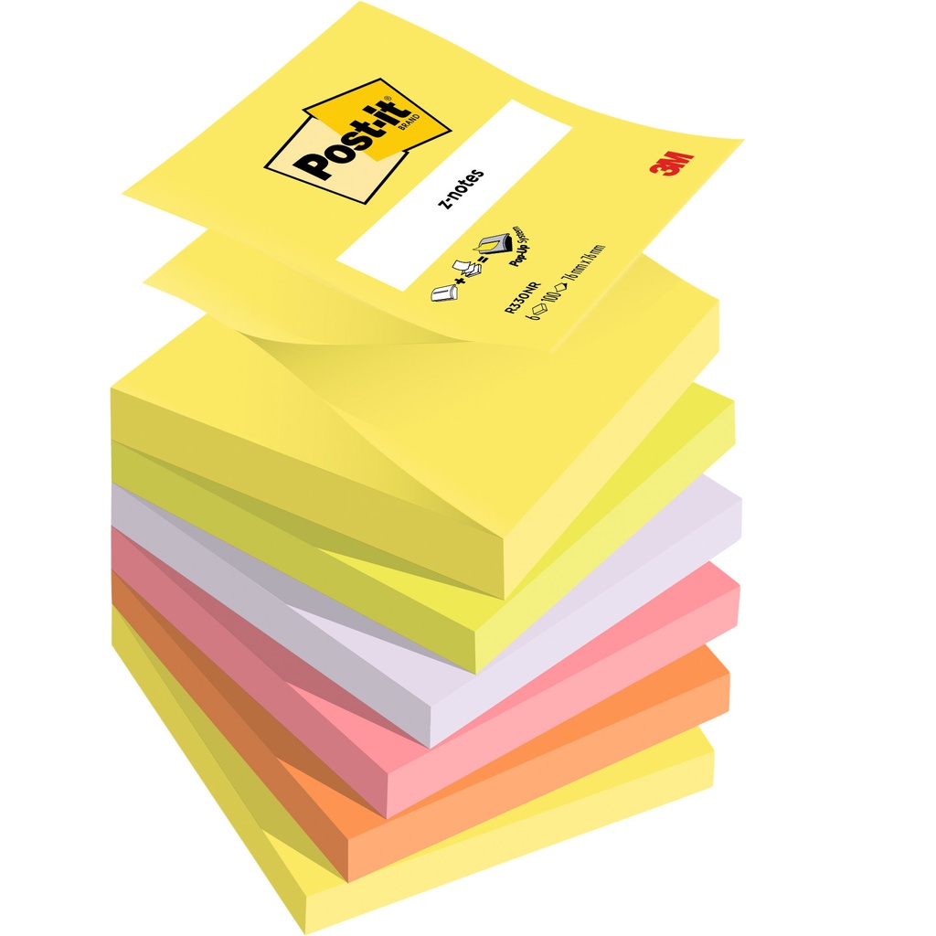[R330-NR] Memoblok 3M Post-it Z-Note R330 76x76mm ass kleur