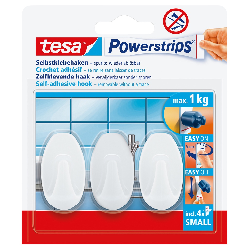 [4042448104885] Haken tesa Powerstrips SMALL Ovaal zelfkl wit