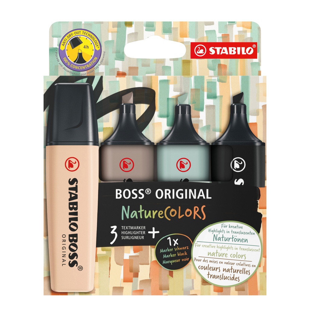 [70/4-2-5] Markeerstift STABILO Boss 70/4 etui à 4st nature