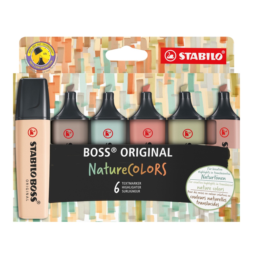 [70/6-2-2] Markeerstift STABILO Boss 70/6 etui à 6st nature