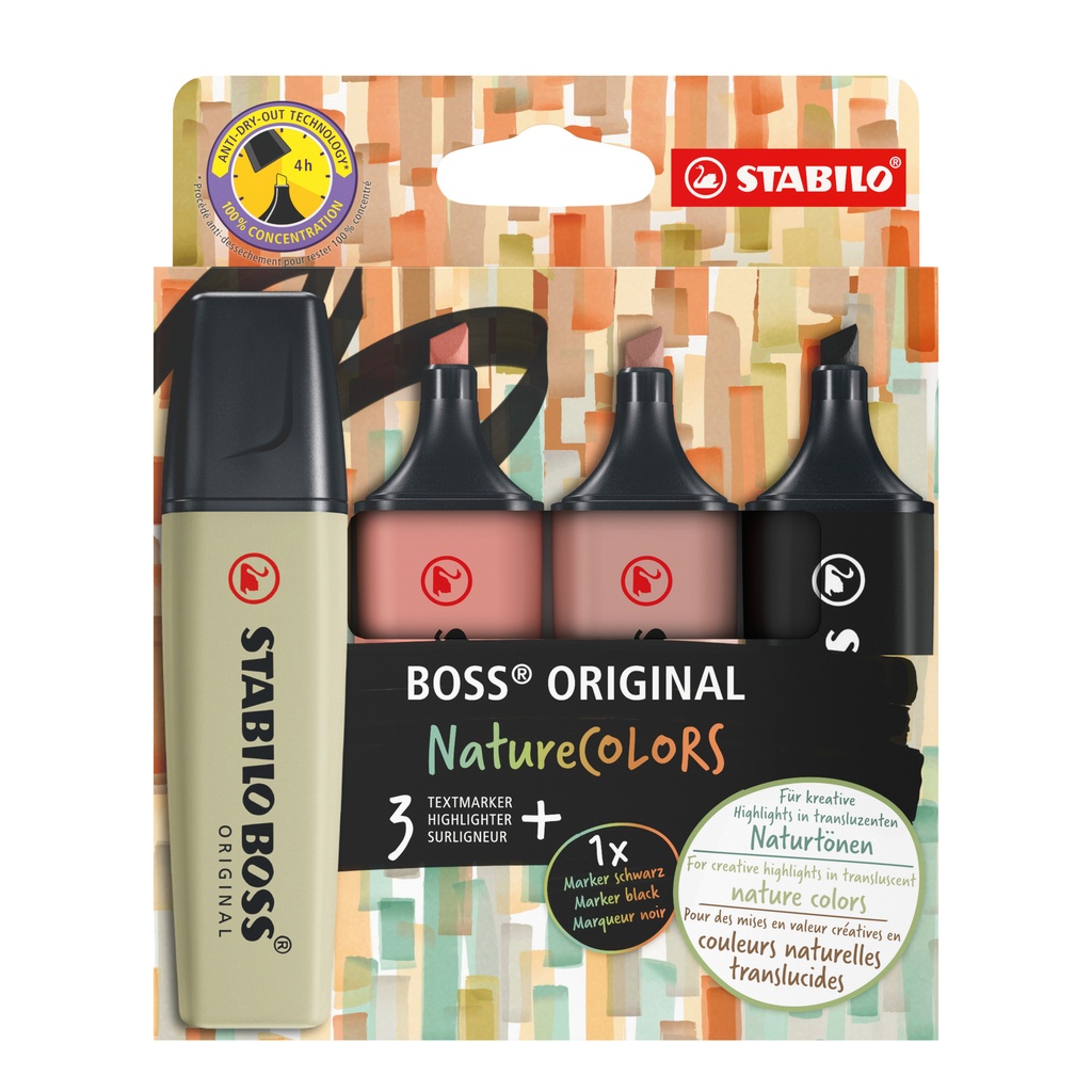 [70/4-2-3] Markeerstift STABILO Boss 70/4 etui à 4st nature