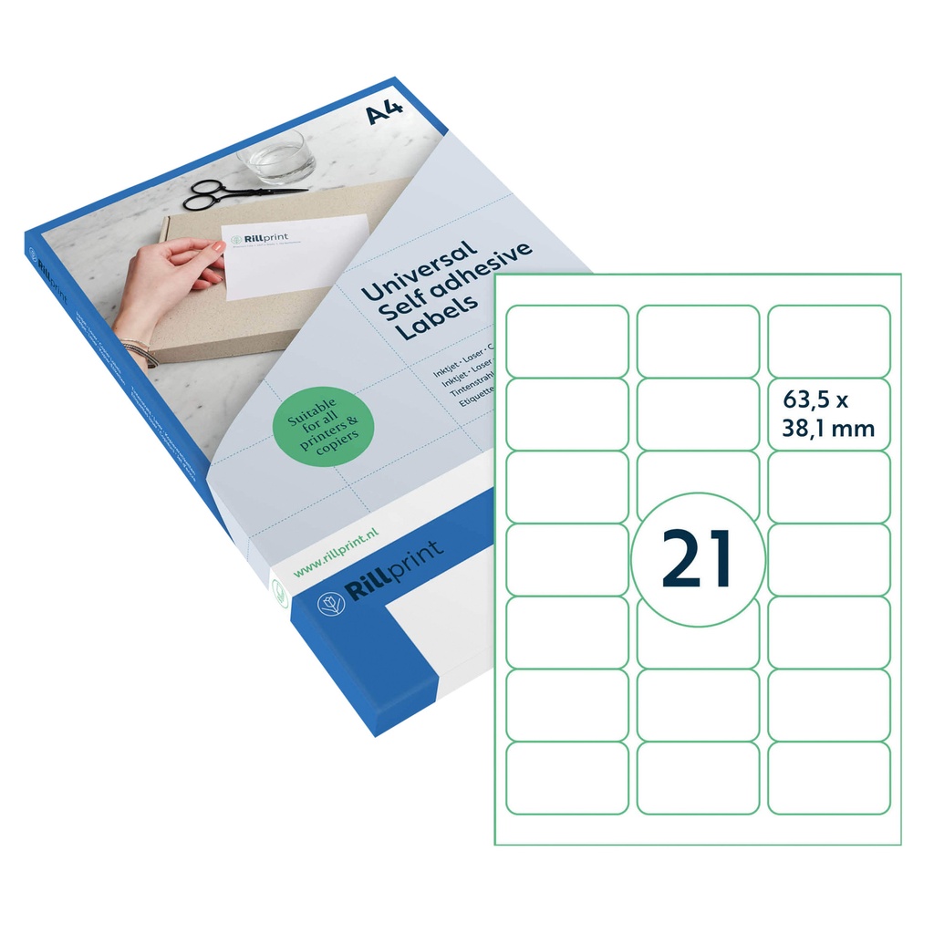 [83205] Etiket Rillprint 63.5x38.1mm mat transparant 525st